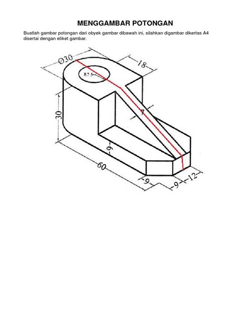 tugas gambar potongan  ukuran