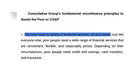 SOLUTION Key Principles Of Microfinance Studypool