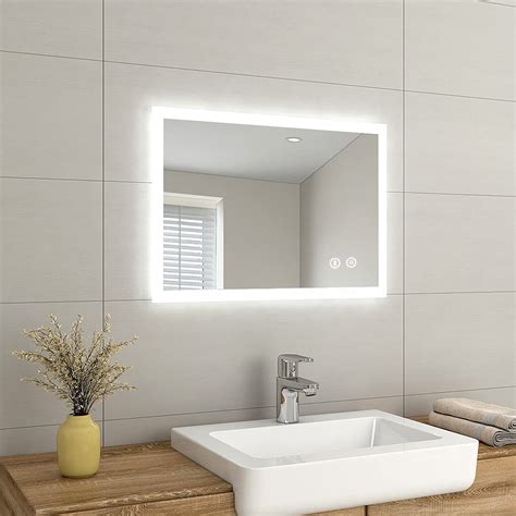 Emke X Mm Backlit Illuminated Bluetooth Bathroom Mirror With