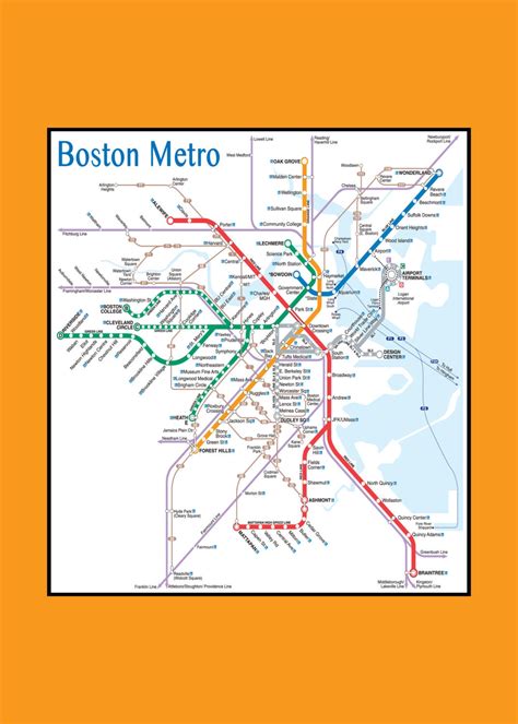 Boston Subway Map Boston Metro Map Subway Map Boston Map Etsy Images