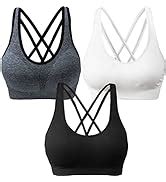 Akamc Pack Women S Medium Support Cross Back Wirefree Removable Cups