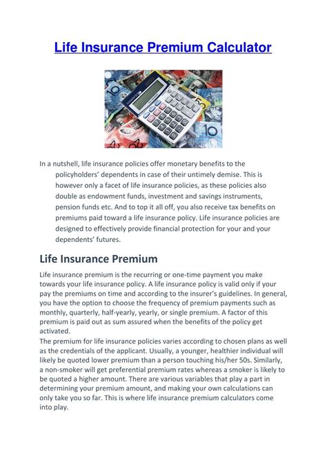 Life Insurance Premium Calculator - Insurance Reference