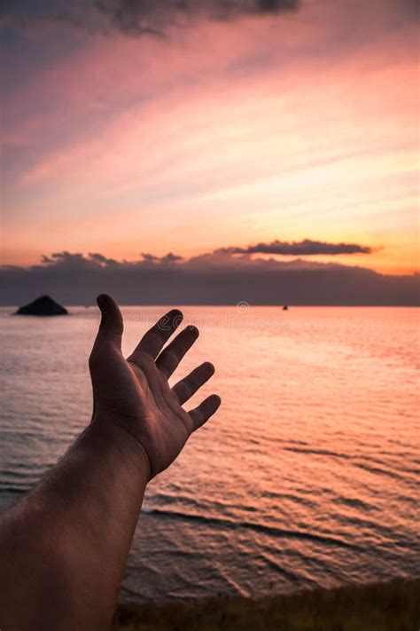 Man Hand With Sky Background Stock Image Image Of Harmony Power