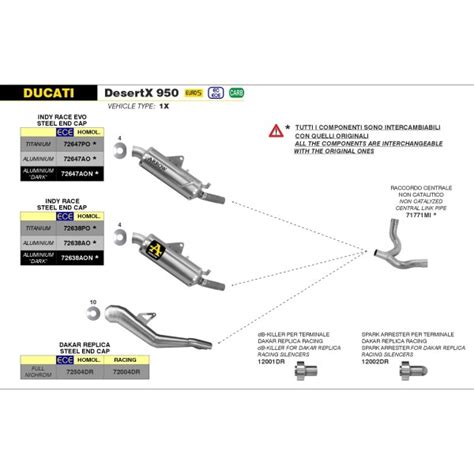 Silencioso Indy Race Evo Aluminio Arrow Ducati Desert X 950 2022 2024