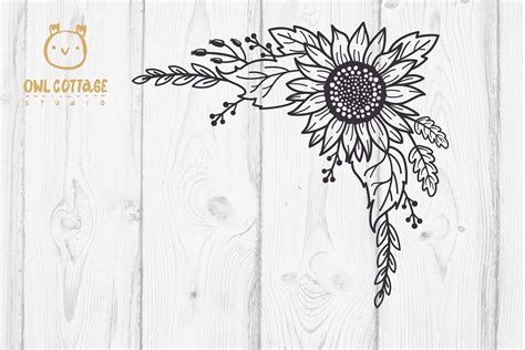 Sunflower Decor Svg Decorative Floral Svg Corners And Frame Etsy Canada