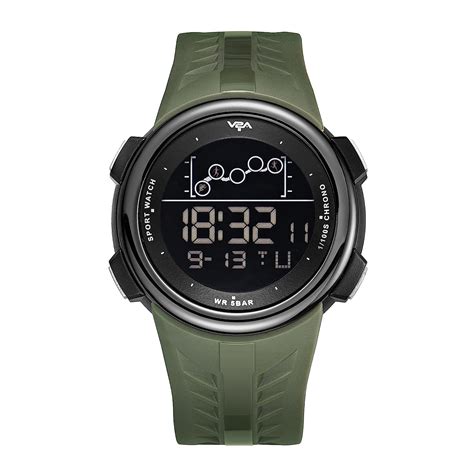 V2a Digital 5atm Waterproof Sports Watch For Men With Stopwatch Backlight And Alarm Dial Size