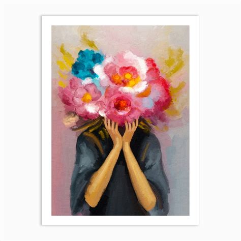 Holding Flowers Art Print By Nora Gad Fy