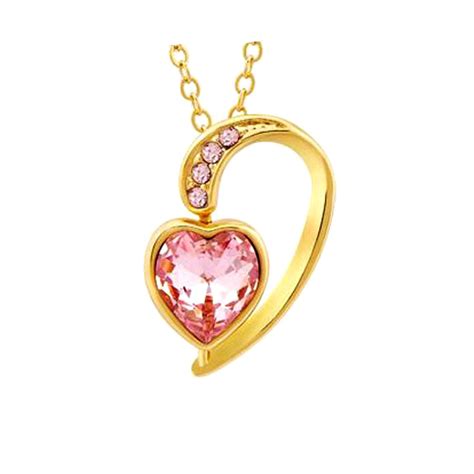 Pendentif Coeur Rose Orné De Cristaux De Swarovski Femme Collier Maty