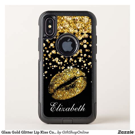 Glam Gold Glitter Lip Kiss Confetti Personalized Otterbox Iphone Case Iphone