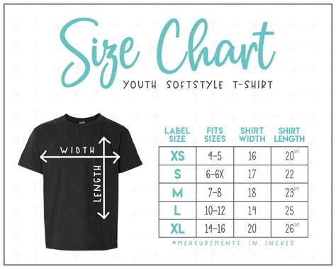 G645b Size Chart 2 Versions Included Youth Softstyle T Shirt Size Chart