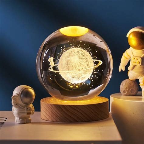 D Crystal Ball Crystal Planet Laser Engraved Solar System Globe