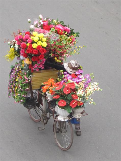 Flower Seller In Hanoi Vietnam Beautiful Flowers Flower Bicycle