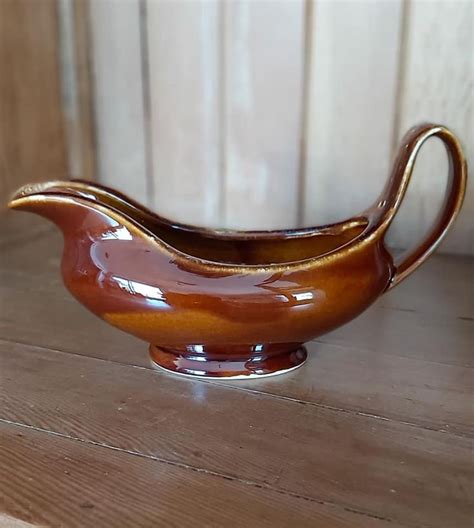 Mid Century Classic Hull Brown Drip Glaze Gravy Boat Hull Etsy Canada