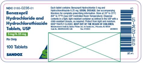 Benazepril Hydrochloride And Hydrochlorothiazide Tablets Usp Rx Only