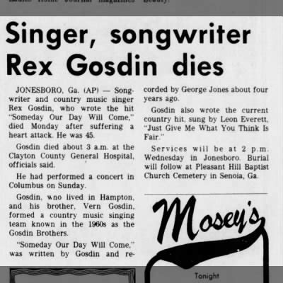 Obituary For Rex Gosdin Aged 45 Newspapers