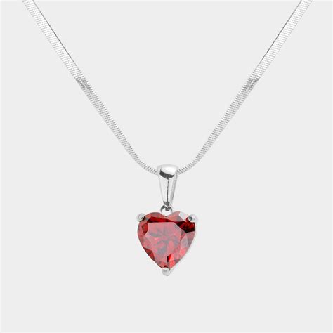 Stainless Steel Red Heart Pendant Necklace- M H W ACCESSORIES