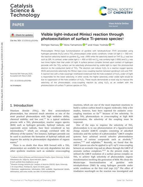 PDF Visible Light Induced Minisci Reaction Through Photoexcitation Of