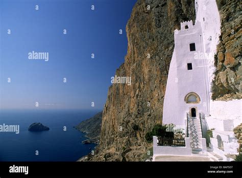 greece, cyclades islands, amorgos, monastery of hozoviotissa Stock ...