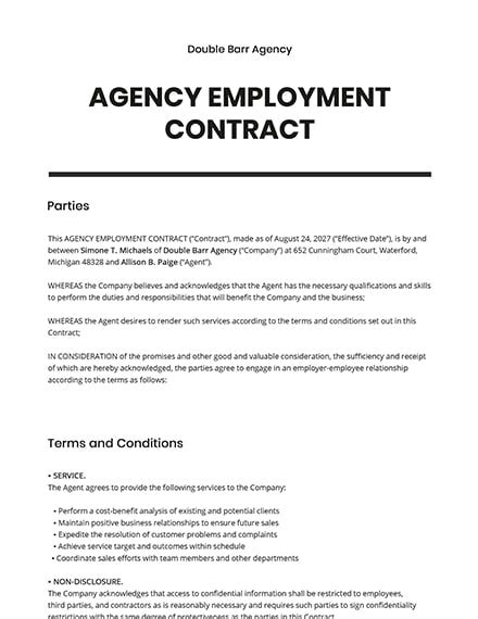 19 Employment Contract Word Templates Free Downloads