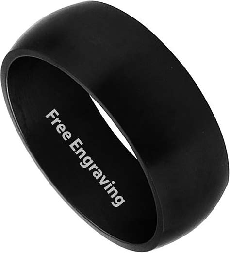 10 Mm Free Engraving Unisex Wedding Band 316l Stainless Steel Ring Matte Black 4