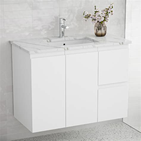 Cm Sarah Calacatta Marble Look Fingerpull Satin White Wall Hung