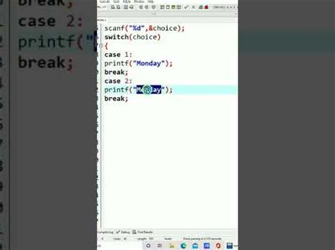 C Program To Print Day Of Week Using Switch Case Youtube