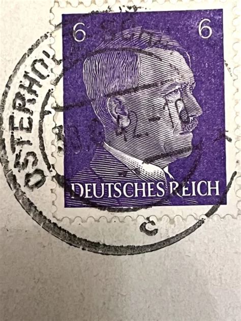 Stamp Pfennig German Reich Hitler Stamped On Postcard