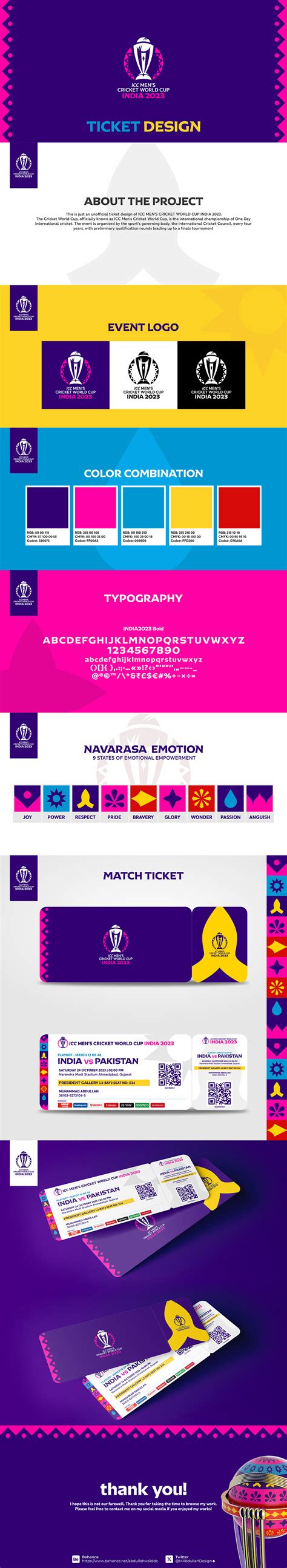 ICC MEN'S CRICKET WORLD CUP 2023 INDIA TICKET DESIGN on Behance