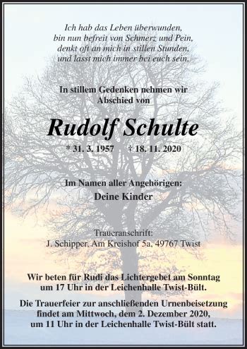 Traueranzeigen Von Rudolf Schulte Noz Trauerportal