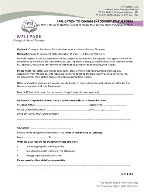 Fillable Online Wellpark Co Application To Change Enrolment Status Form