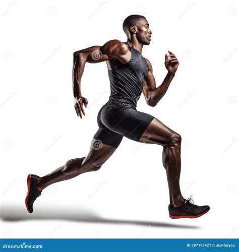 Professional Male Athlete in Running Pose, Isolated on White Background ...