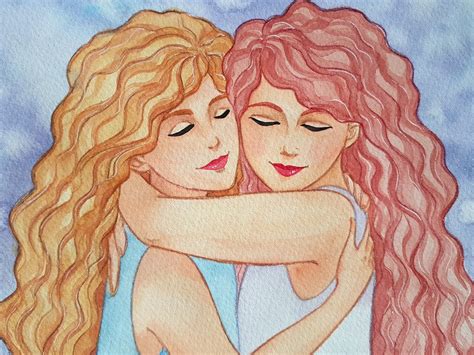 Sisters Painting Original Watercolor Art Best Friends Painting | Etsy