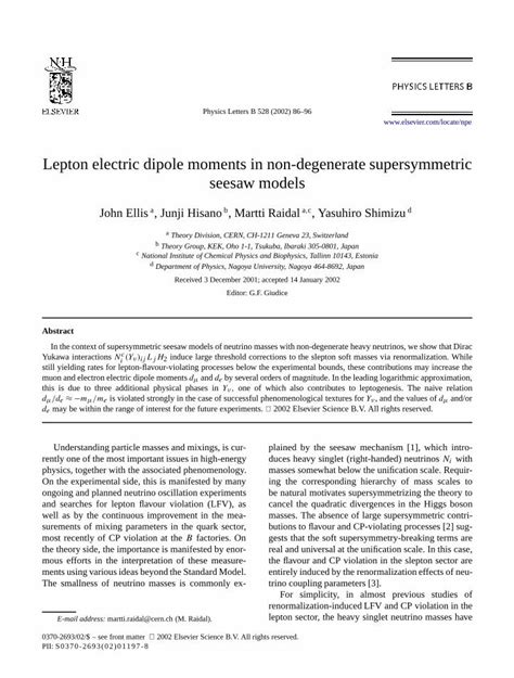 PDF Lepton Electric Dipole Moments In Non Degenerate Supersymmetric