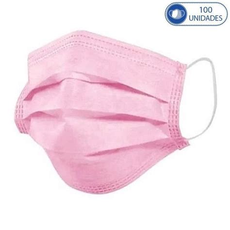 100 Máscaras Cirúrgicas Rosa Descartáveis Tripla Camada Filtro e