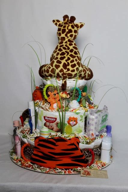 Baby Diaper Cake Zoo Animals Jungle Centerpiece T Safari