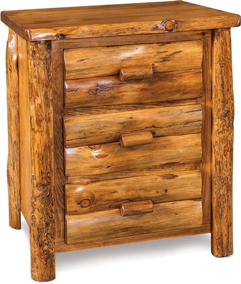 Rustic Pine Three Drawer Nightstand Amish Rustic Nightstand