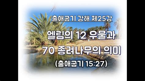 2022 01 03 [성경강해] 출애굽기 강해 25 엘림의 12 우물과 70 종려나무의 의미 출15 27 Youtube