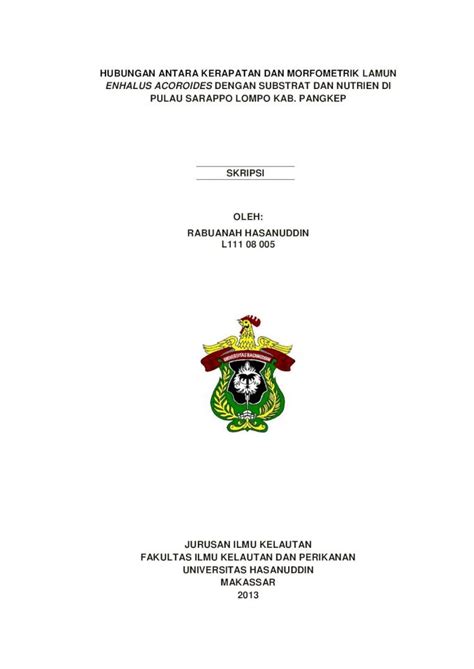 Pdf Hubungan Antara Kerapatan Dan Morfometrik Lamun