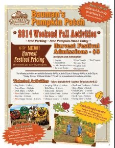 Bauman Farms Pumpkin Patch Weekend Activities & Pricing | Pumpkin ...