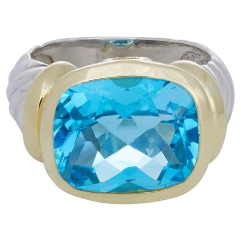 David Yurman Blue Topaz And Diamonds Sterling Silver Petite Wheaton