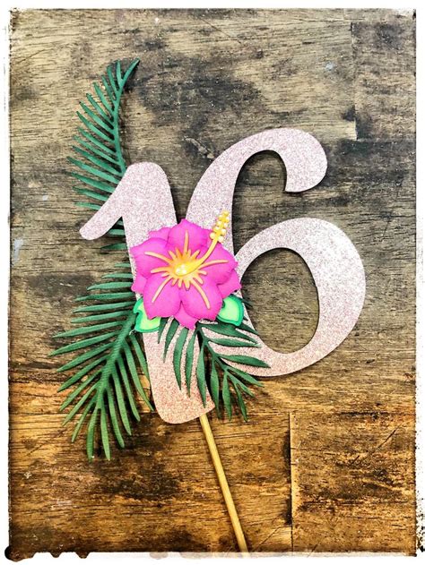 Aloha Cake Topper Tropical Birthday Luau Birthday Cake Topper Luau