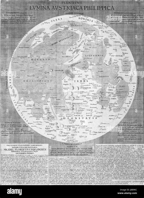 Langrenus Map Of The Moon 1645 Stock Photo Alamy