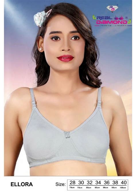 Non Padded Cotton Blend Light Grey Mold B Cup Bra Plain At Rs 136 5