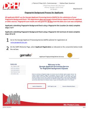 Fillable Online Fingerprint Background Process For Applicants Fax Email