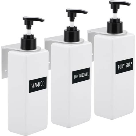 Distributeur De Savon Mural Pour Douche 3 Pièces Flacon Pompe Vide