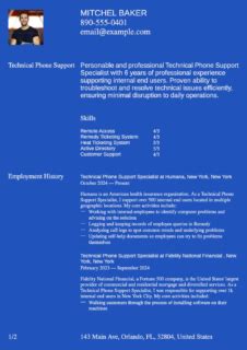 Technical Phone Support Resume Examples