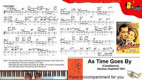 As Time Goes By Piano Accompaniment For Singers And Bb Instruments