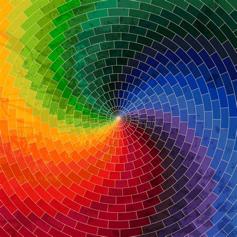 Spectrum Wheel Made of Bricks. Rainbow Color Spectrum Grunge Background ...