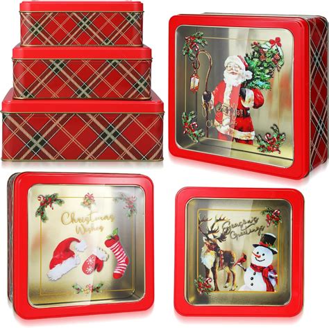 Amazon 6 Pcs Christmas Cookie Tins With Lids For Gift Giving Metal