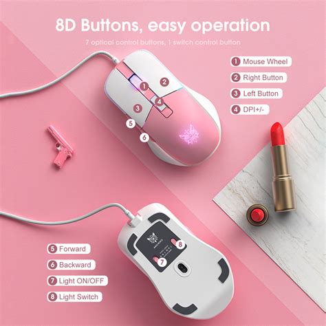 Onikuma Gaming Mouse Kiku White Pink